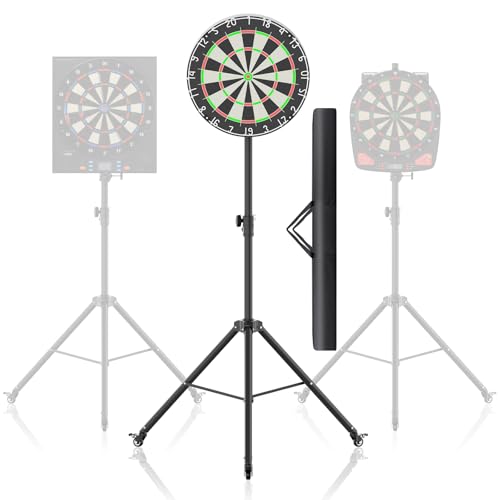 Dartboard Stand, Portable Professional Dart Holder Stand Adjustable Height from 57.1 to 77.6 -inch for Outdoor, Travel, Home, or Bars Games