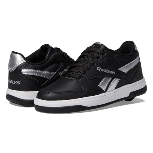 HEELYS Reebok Bb4500 Low (Little Big Kid/Adult) Wheeled Heel Shoe, Black/Pewter, 2 US Unisex