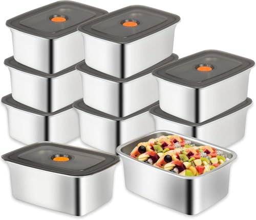 KisSealed 10 Pack Stainless Steel Food Storage Containers with Lids