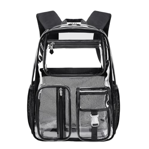 TPU Clear Backpack Heavy Duty, Clear Backpack Heavy Duty Stadium Approved Transparent Large Plastic (Black)