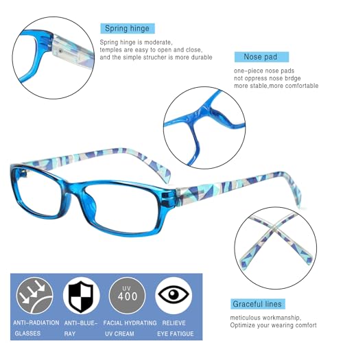 Image of Henotin 6-Pack Reading Glasses Blue Light Blocking Anti Eyestrain Computer Reading Glasses for Women and Men Readers (Mix Color-A, 2.50, Diopters)