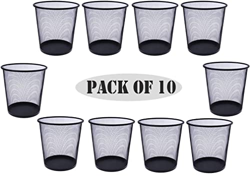 Image of G & P ENTERPRISE Metal Mesh Waste Bin (Black) - Big Size Office Dustbin, Heavy-Duty Wire Mesh Trash Basket, Round Open Mesh Garbage Bin for Home, Office, Bedroom & Study Table (Pack of 10)