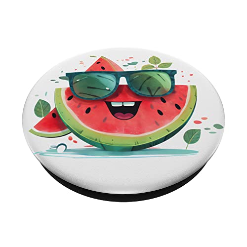 Watermelon Summers Cute Fruit Sunglasses Vacations Tropical PopSockets Swappable PopGrip, Black - Image 2