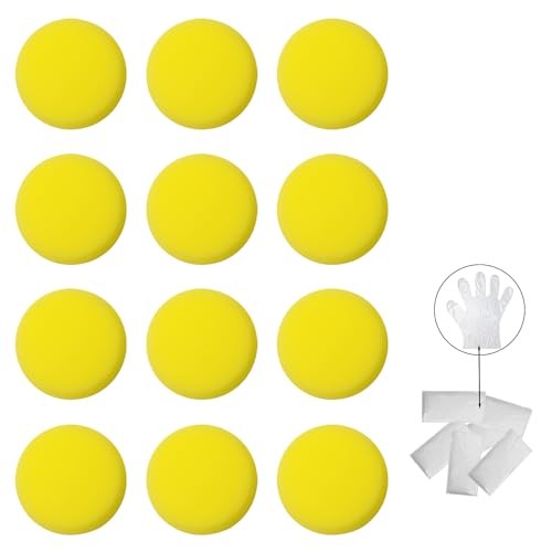 Pumuky Juego de 12 Esponjas Redondas para Pintar, Incluye 12 Guantes Desechables, Esponjas para Acuarela, Esponjas La artesanía Se Puede Utilizar para Pintar Objetos de Cerámica.