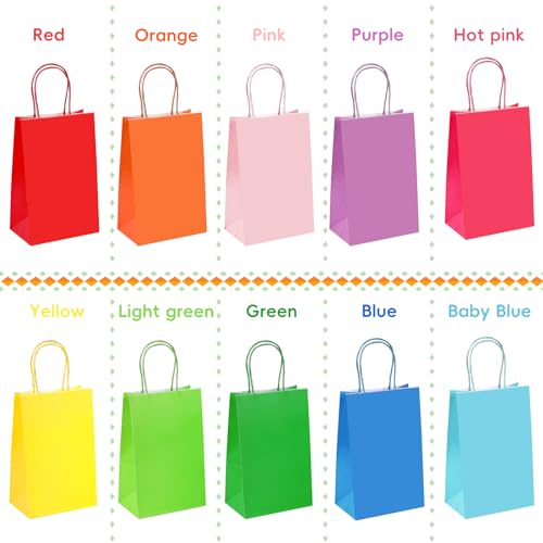 Tomnk 100Pcs Gift Bags, 10 Colors Goodie Bags thumb #3
