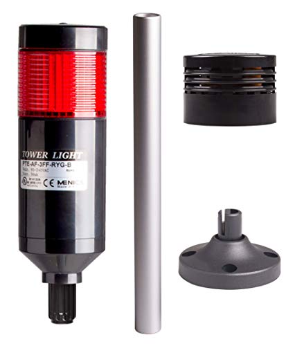 PTE-APB-1FF-R-B, Tower Light Kit, 56mm Modular LED, Red Lens 1 Stack, Steady, Black Body, 25