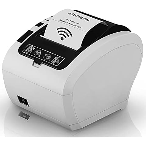 MUNBYN Bondrucker WiFi, 300mm/s Thermodrucker Weißer Belegdrucker Cover