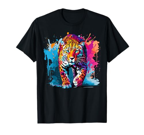 Splash Art Wildlife Big Cat Lover Colorful Jaguar T-Shirt