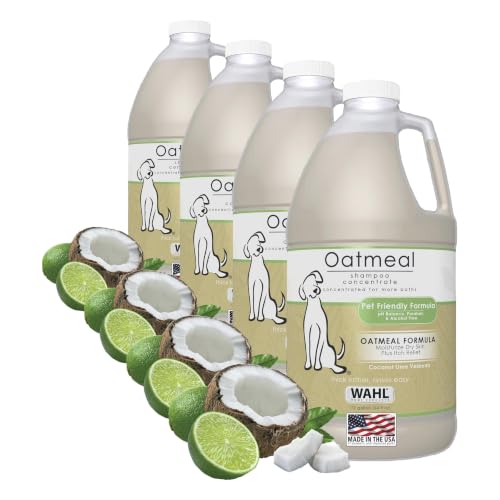 Image of Wahl USA Dry Skin & Itch Relief Pet Shampoo for Dogs - Oatmeal Formula with Coconut Lime Verbena Scent - 64 Oz - Model 821004-050 (Pack of 4)
