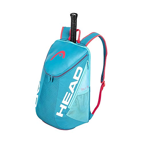 HEAD Tour Team Tennis Backpack 2 Racquet Carrying Bag w/Padded Shoulder Straps & Shoe Compartment - Blue/Pink