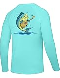 Twekfish Men's UPF 50+ Sun Fishing Shirt, Long Sleeve UV Protection Tee, Quick Dry Rash Guard for Outdoor Swim Hiking, Mahi Graphic