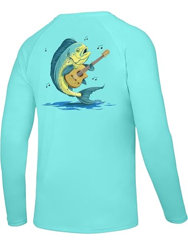 Image of Men's UPF 50+ Sun Fishing Shirt, Long Sleeve UV Protection Tee, Quick Dry Rash Guard for Outdoor Swim Hiking