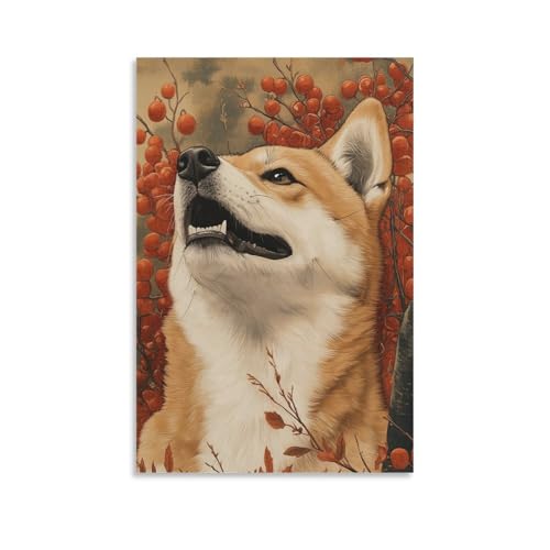 Cuadro de Shiba Inu en lienzo decorativo de 50x75cm para pared de salon