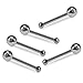 Pack of 5 Pieces Plain Ball Top 925 Sterling Silver 20Gx1/4 (0.8x6MM) Ball End Nose Pin