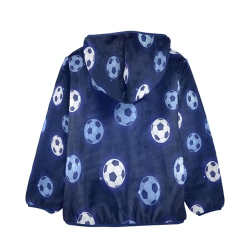 Soccer Balls on Dark Background Toddler Fleece Jacket Girl Boys Hooded Fleece Jacket Coat Warm Outwear Zip-up 3-10T2
