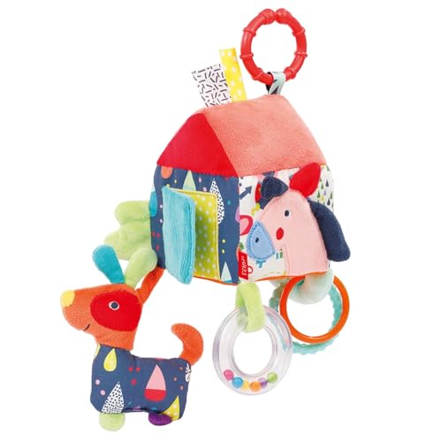 Fehn 055269 Activity-Haus Color Friends &ndash; Spielzeug zum Aufh&auml;ngen f&uuml;r Babys und Kleinkinder ab 0+ Monaten &ndash; F&ouml;rdert Tastsinn & Feinmotorik &ndash; Gr&ouml;&szlig;e: 13 x 9 x 9 cm