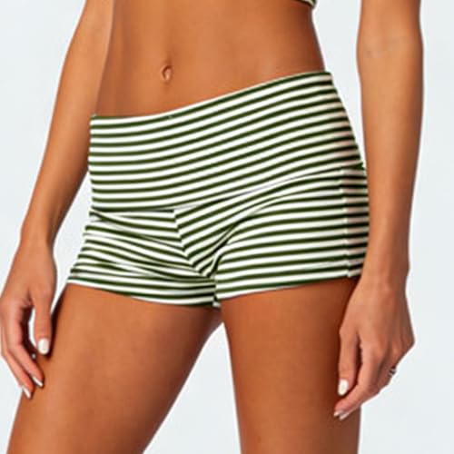 Image of KMBANGI Womens Fold Over Shorts Elastic Waist Y2k Lounge Shorts Foldover Cute Pajama Micro Bottoms Mini Shorts Sleepwear