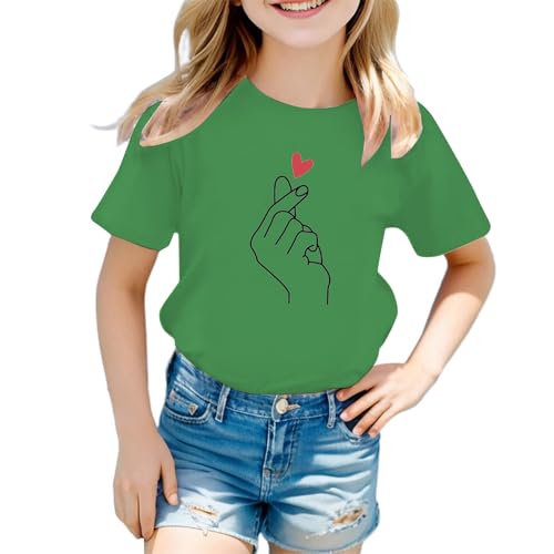 Camiseta De Manga Corta para Niña, De Encaje para Verano Tiempo Libre Camisetas para Niños Algodón Cuello Redondo Estampados Basic Moda tee Casual Shirt