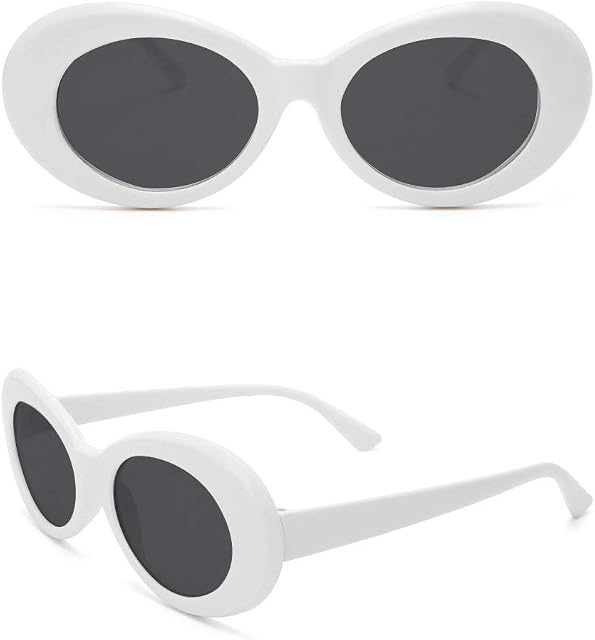 Ogquaton Women Retro Round Cat Eye Sunglasses, Oversized Shades Sunglasses Vintage Frame Fashion, UV400 Outdoor Sports Eyewear White&Gery Durable and Useful