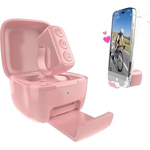 TikTok Scrolling Ring with Phone Stand, Bluetooth Page Turner for iPad/Kindle App/iPhone/Android, Remote Control for TikTok (Pink)