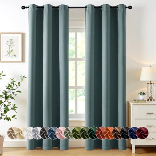 MIULEE Blackout Curtains for Bedroom 2 Panels 40 x 72 Inch Long Dusty Blue