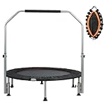Panana Foldable Mini Trampoline, 40‘’ Fitness Trampoline Rebounder with Adjustable Handlebar for Adults, Exercise Trampoline Bouncer for Adults Home Gym Jumping Workout, 150kg Capacity
