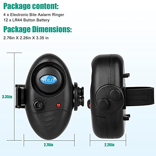 Linkstyle 4Pcs Fishing Bite Alarm Indicator, Led Light Fishing Bite Alarms Bell Electronic Adjustable Sound Volume Sensitive Digital Sound Alert On Fishing Rod For Daytime Night Carp Fishing Outdoor #TOP5