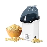Salton Cinema Hot Air Popper Popcorn Maker | Built-in Butter Well for Melting & Measuring | Airflow Design Faster Popping | 2 Quarts Popcorn in Minutes | Proudly Canadian