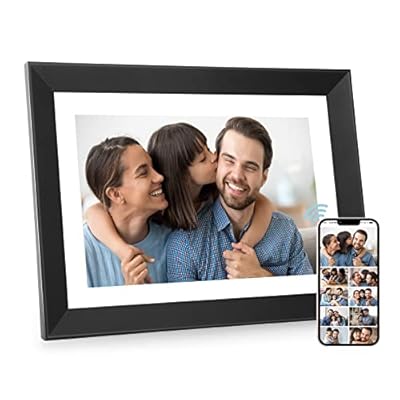 Benibela Digital Picture Frame 10.1 Inch WiFi AI Smart Electronic Digital Photo Frame, Touch Screen, 32GB, Auto-Rotate, AI Recognition, Share Video via Email App USB, (Black and White Frame)