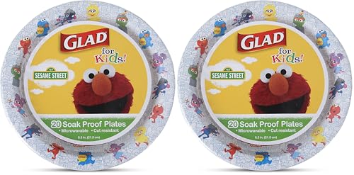 Glad for Kids Sesame Street Pals 8.5” Paper Plates | Sesame Street Paper Plates, Kids Snack Plates | Sesame Street Pals Paper Plates for Everyday Use, 8.5” Paper Plates 20 Ct (Pack of 2)