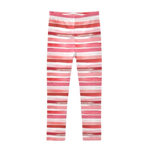 Red Stripes Girls Leggings,Workout Leggings for Girls Toddler Athletic Leggings Size for 3-10T