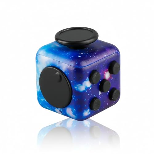 Gaomumu Fidget Cube Stress Relief Toy 6-Sided Cubes Pressure Reducer Multi-Functional Anti-Anxiety Sensory Desk Toy Suitable for Office Home(Starry Sky Purple)