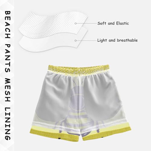 Boys Beach Board Shorts Bees Insect Funny Yellow Swim Trunk Teen Swimwear 8-16Y4
