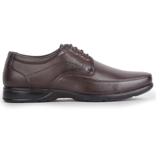 Image of Liberty Fortune HML-5E Men's Formal Derby Shoes - Black, Brown - Synthetic Leather Lace-Up with Cushioned Footbed - Stylish Office Footwear - Comfortable and Lightweight