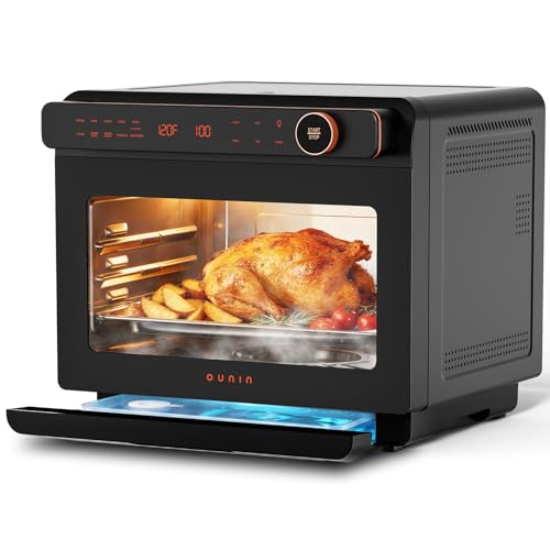 OUNIN 24L Steam and Air Fryer Combo Countertop Oven,11-in-1 Convection Baking and Steam,Bake,Broil,Dehydrate,304 Stainless Steel,Fast Cooking with Precise Electronic Temperature Control,for Gifting