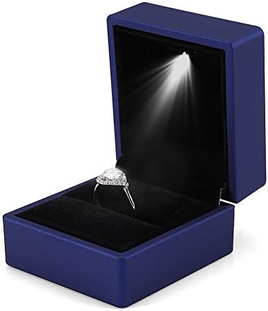Trendy LED Ring Box - Bright LED Storage Box Jewelry Display Stand, Ring/Pendant Box, for Wedding Proposal, Engagement and Wedding(Blue)