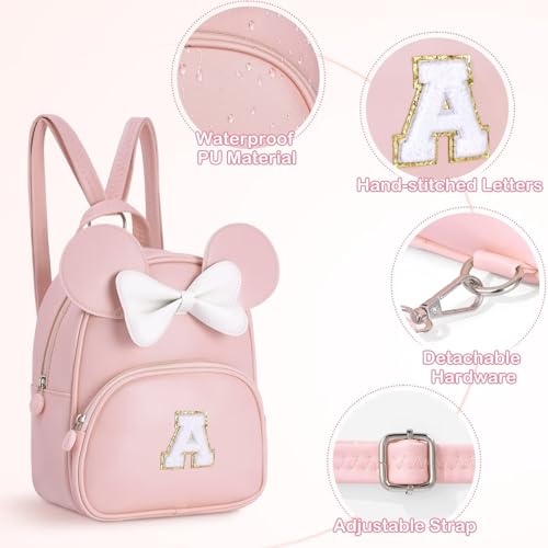 Image of Birthday Gifts for 6 7 8 9 10 Year Old Girls Kids Toddler, School Backpack for Teen Girl Kids, Backpack for Girls with Cute Bow, Initial Blue E