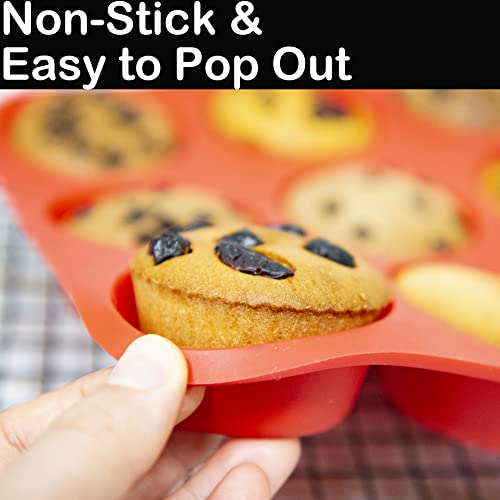Anxbbo Silicone Muffin Pan Set - Mini 24 Cups And Regular 12 Cups Muffin Tin, Non-Stick Bakeware Silicone Molds For Muffins, Cupcakes, Bread, Tart And Desserts #TOP2