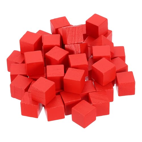 uxcell 50Pcs Wood Blocks for Crafts, 9/16 Inch Unfinished Wooden Cube Pine Wood Square Block for DIY Craft Projects, Red