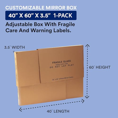 Image of BOX USA Moving Box 40 inchL x 3 1 /2 inchW x 60 inchH, 1-Pack TV Sized Corrugated Cardboard Box for Shipping, Mailing, Packing, Packaging and Storage