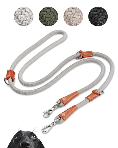 PiuPet® Correa para Perros I 3 Posiciones Ajustables I 2m de Largo I Correas para Perros Grandes y pequeños I Correa multiposicion Perro I Correa Perro Larga| Correa Perro adiestramient (Gris)
