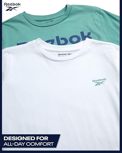 Reebok Boys Athletic Shorts Set - 3 Piece Summer Clothes Outfit with Graphic Tees and Boys Running Shorts for Active Kids 5