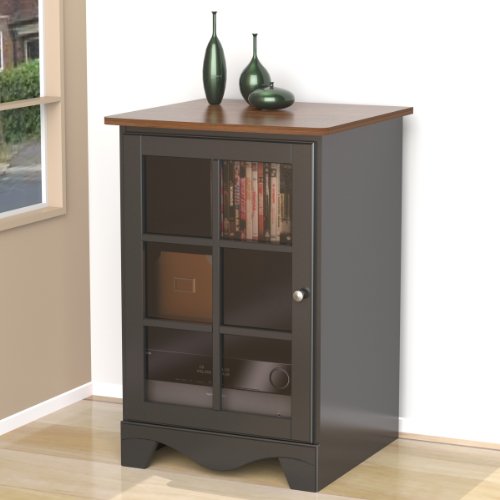 Pinnacle 1-Door Audio Tower from Nexera - Cinnamon-Cherry and Black