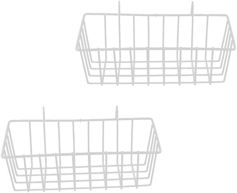MERISHOPP® 2Pcs White Metal Gird Hanging Basket Iron Wall Decor Storage Basket |Home & Garden | Furniture | Bookcases|2 X Iron Hanging Basket