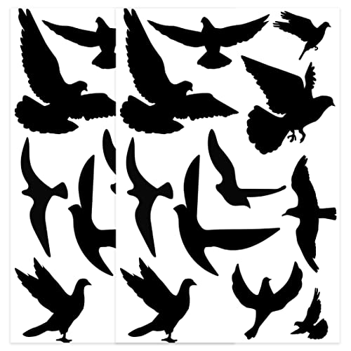 16 Pezzi Autoadesiva Adesivi per Finestre Adesivi Anticollisione per Uccelli Nero Grandi Dimensioni,Vetrofanie per Finestre per Evitare che Persone e Animali Domestici Colpiscano le Porte di Vetro
