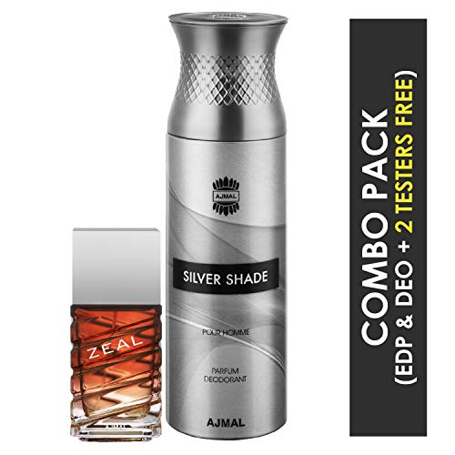 Ajmal Zeal EDP Aquatic Woody Perfume 100ml for Men and Silver Shade Homme Deodorant Citrus Woody Fragrance 200ml for Men - Image 2