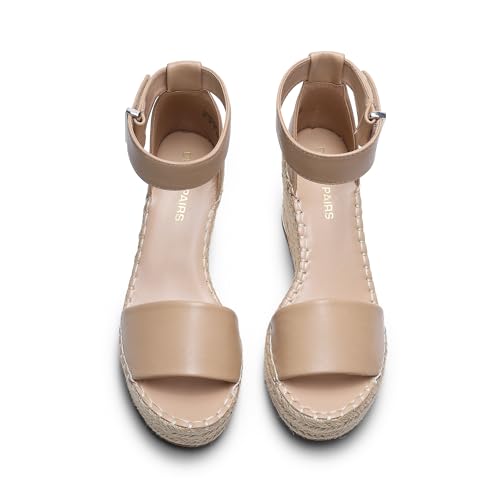 DREAM PAIRS Women's Wedge Sandals Open Toe Espadrilles Sandals Comfortable Dressy Ankle Strap Platform Sandals Suitable for Work Beach Summer Shoes,Size 7,Nude,DWUMPS2505 by DREAM PAIRS - Used condition - Image 6