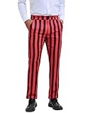 Lars Amadeus Men's Striped Dress Pant Classic Fit Flat Front Business Work Prom Trousers 32 Red Black