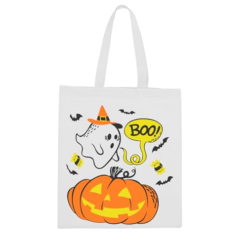 Halloween Tote Bag Trick or Treat Bags Halloween Bags Witch Hat Canvas Reusable Large Tote Bucket for Kids 39 x 36 cm (14X15) Canvas Reusable