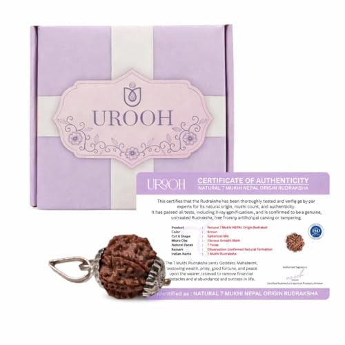 Lihome UROOH Original 7 Mukhi Rudraksha with Silver Plated Cappin...